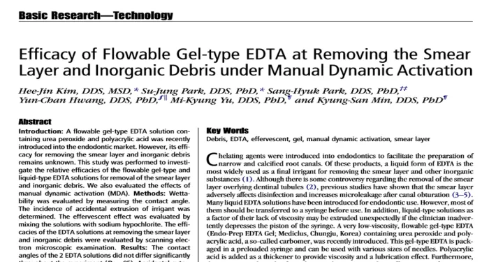 Efficacy of Flowable Gel-type EDTA at Removing the Smear Layer and Inorganic Debris under Manual Dynamic Activation
